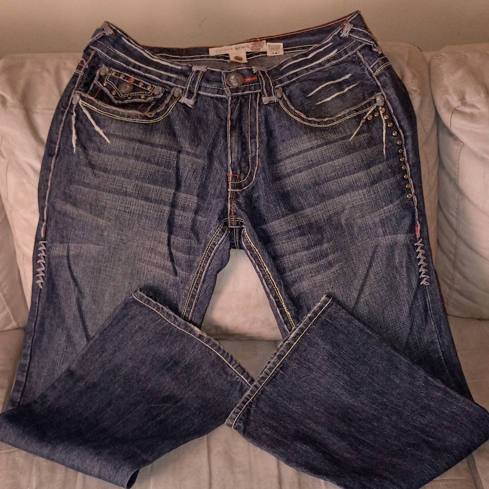 laguna beach men's jeans with swavorski crystals in smoke grey color size 34